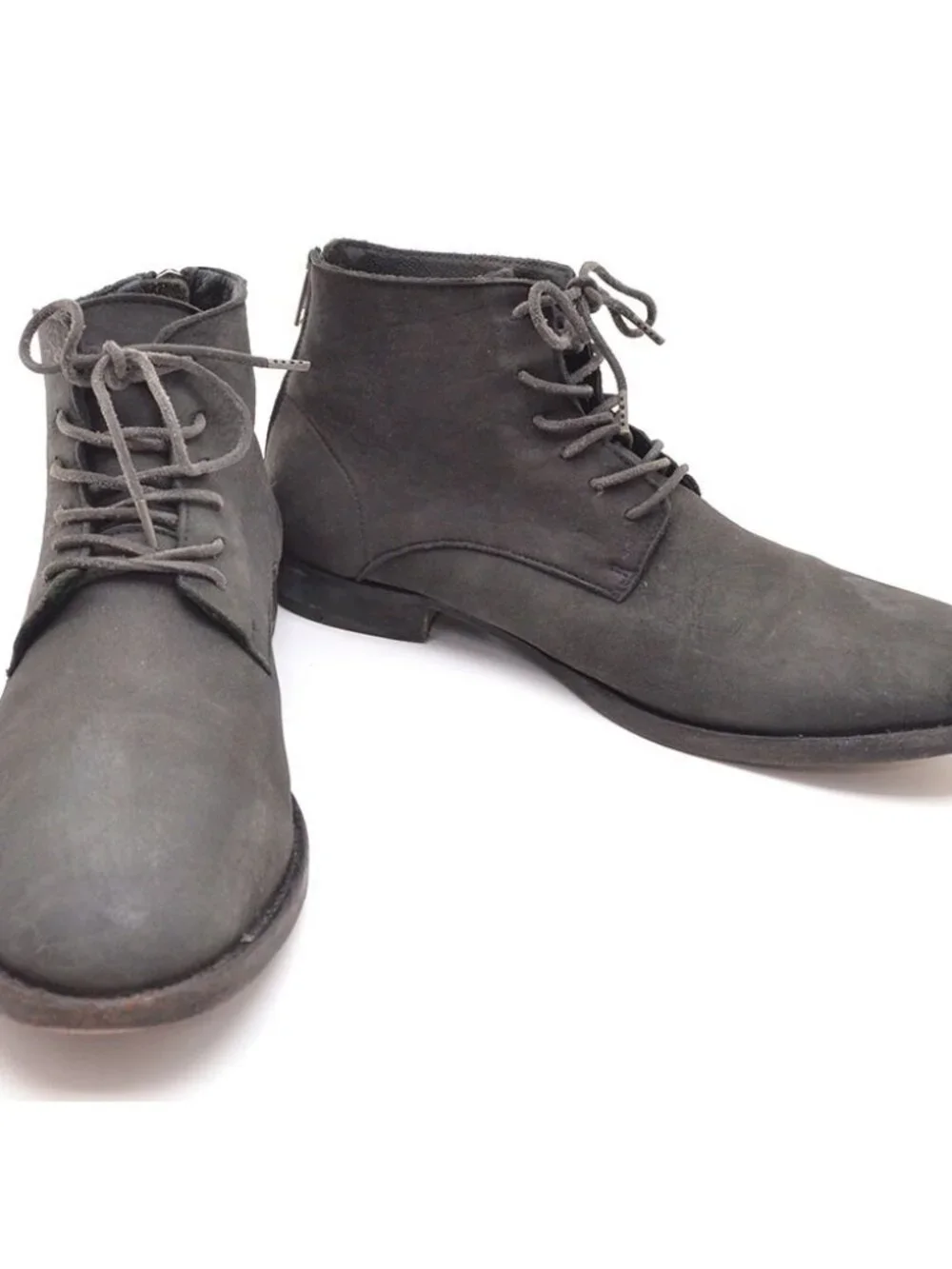 Men AllSaints Snare Black Leather Back Zip Boots 44